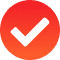 Red verification symbol with black check
