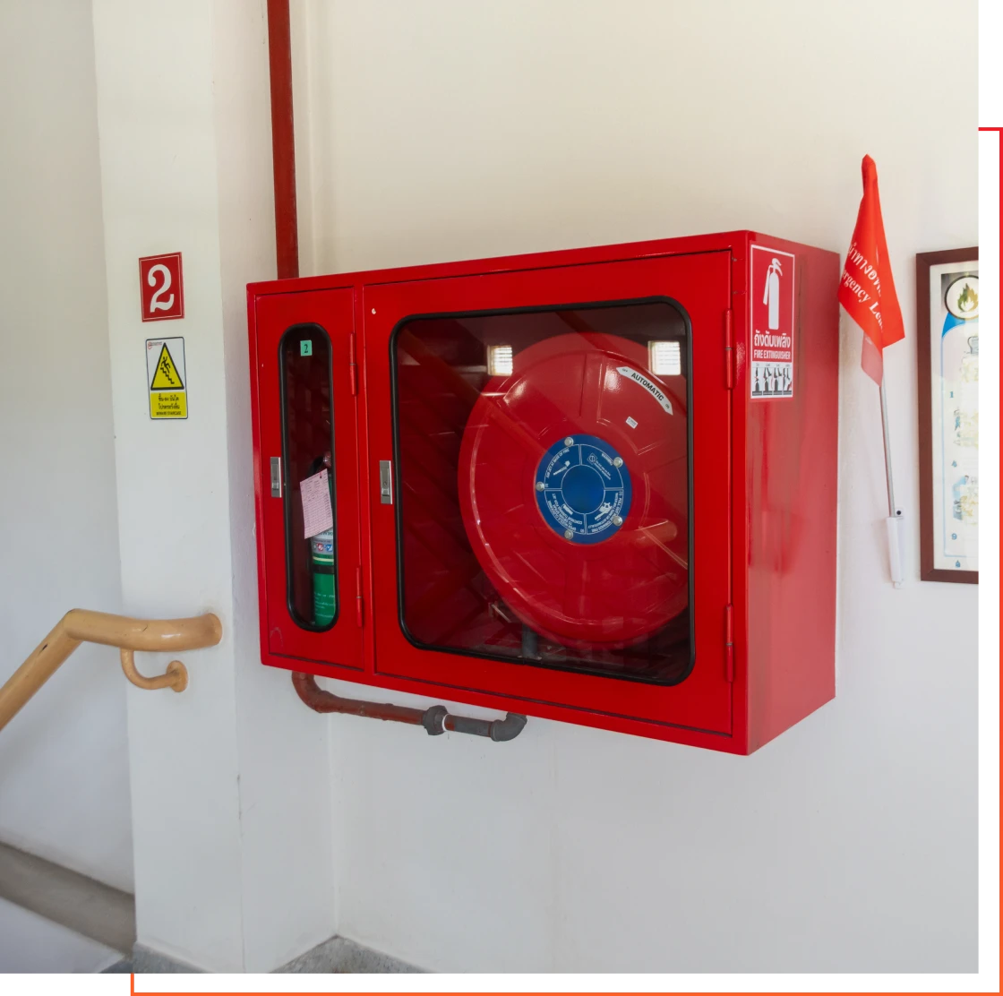 Fire safety station with hose reel
